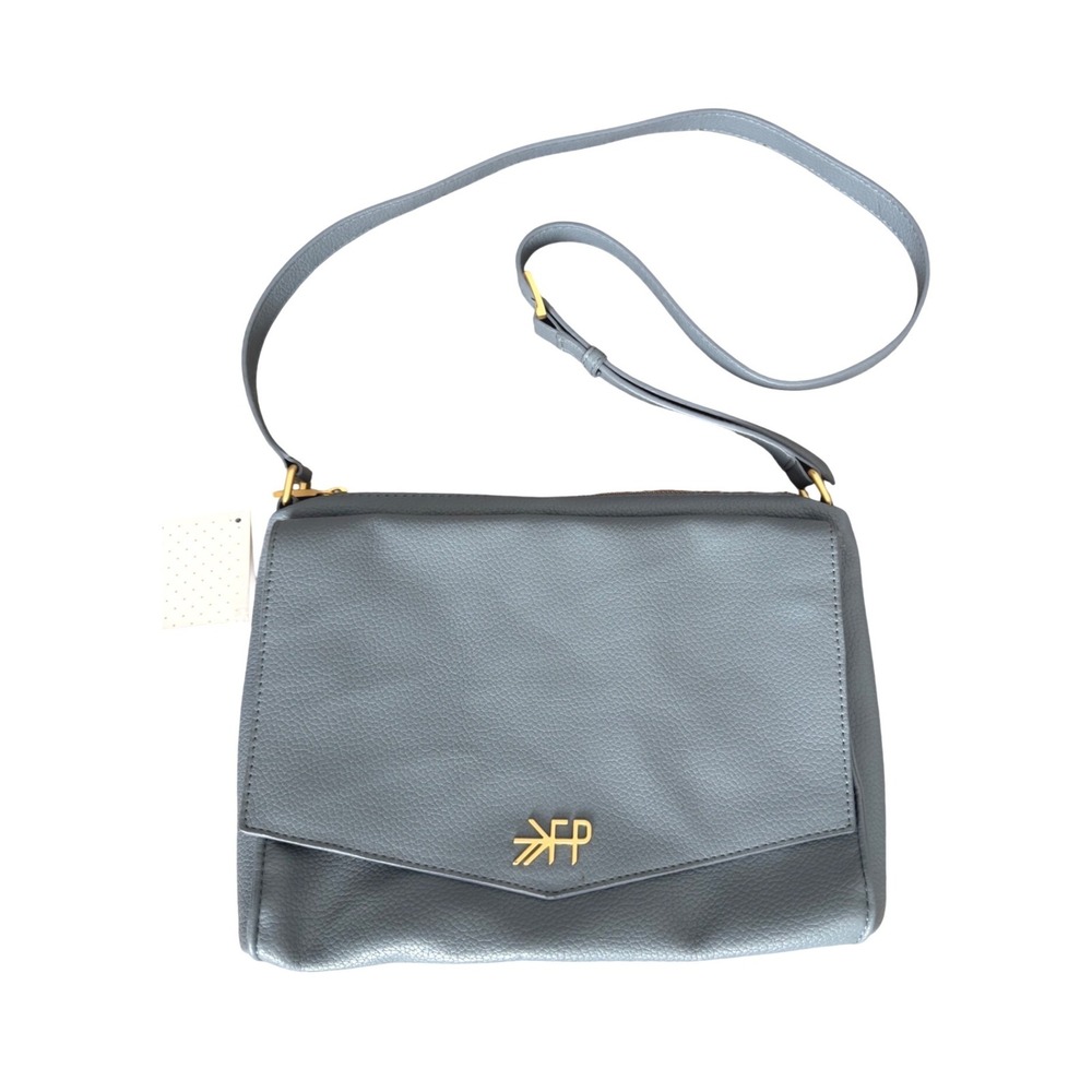 Freshly Picked Dusty Blue Crossbody Diaper Bag NWT Vegan Leather Gold Hardware